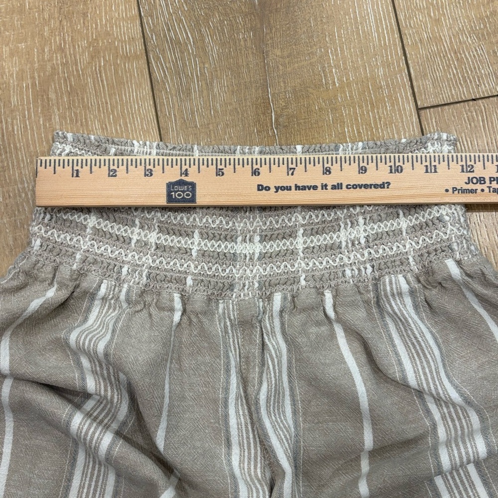 Happily Grey Striped Wide Leg Linen Blend Pants - Size L - Picture 6 of 10
